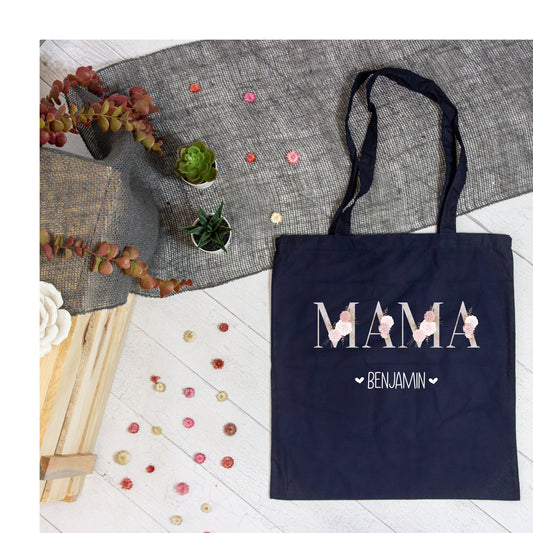 Stofftasche Baumwollbeutel MAMA - mit Namen der Kinder personalisiert - verschiedene Farben - tolles Geschenk zu Muttertag