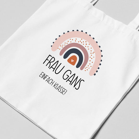 Geschenk für die Lehrerin oder Erzieherin - Abschiedsgeschenk oder Dankeschön - Stoffbeutel mit Regenbogen und Wunschtext -Stofftasche personalisierbar