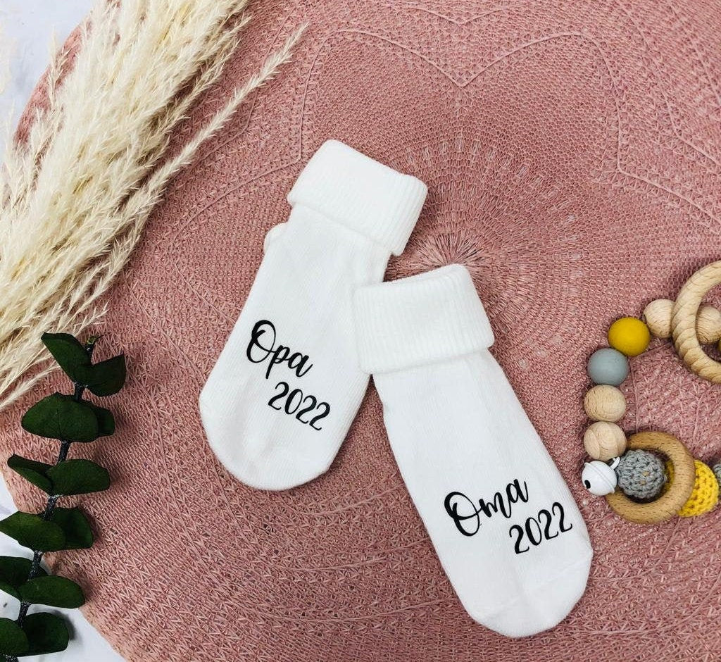 Schwangerschaft verkünden - Babysocken bedruckt - mit oder ohne Geschenkbox - Du wirst Oma Opa Tante Onkel 2024