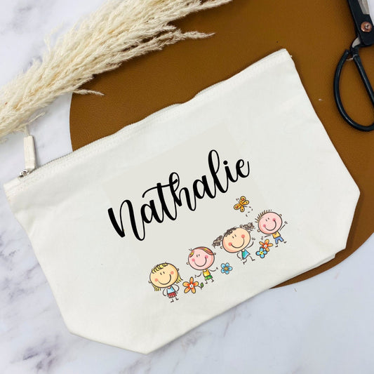 Geschenk Erzieherin Tagesmutter Kindergarten Mama - Kosmetiktasche personalisiert mit Namen schwarz