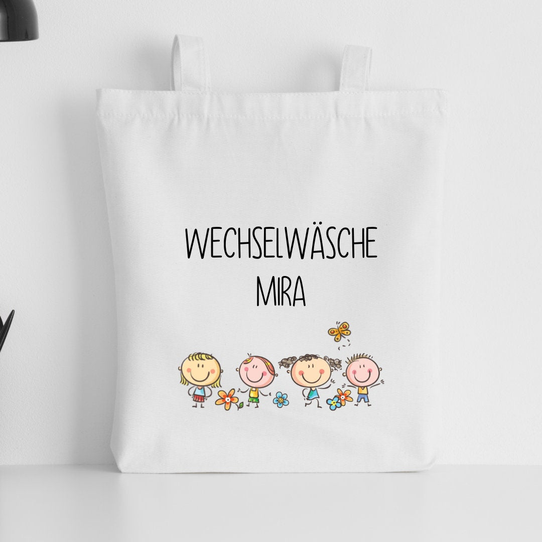 Wechselwäsche Beutel Kind - personalisiert - Einhorn Regenbogen Floral Designs!