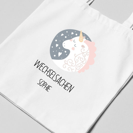 Wechselwäsche Beutel Kind - personalisiert - Einhorn Regenbogen Floral Designs!