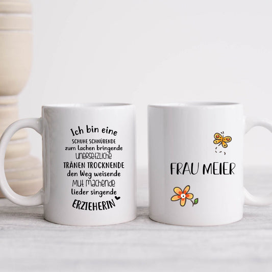 Tasse Ich bin eine Erzieherin personalisiert - Abschiedsgeschenk Danke Kindergarten - Geschenk Erzieherin Tagesmutter