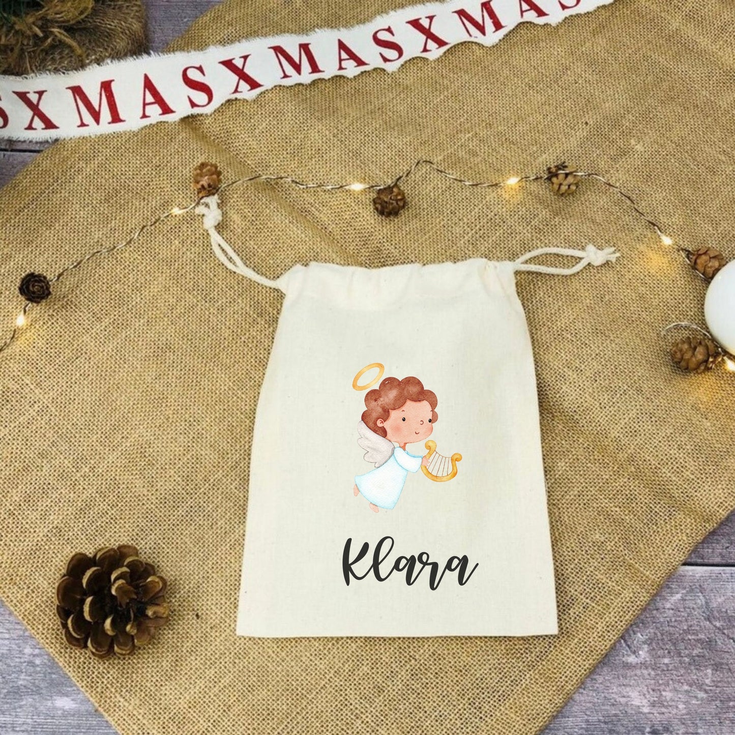 personalisierter Beutel für Weihnachten - ideal als kleine Geschenkverpackung, für Süßigkeiten oder Geld - verschiedene Designs mit Namen