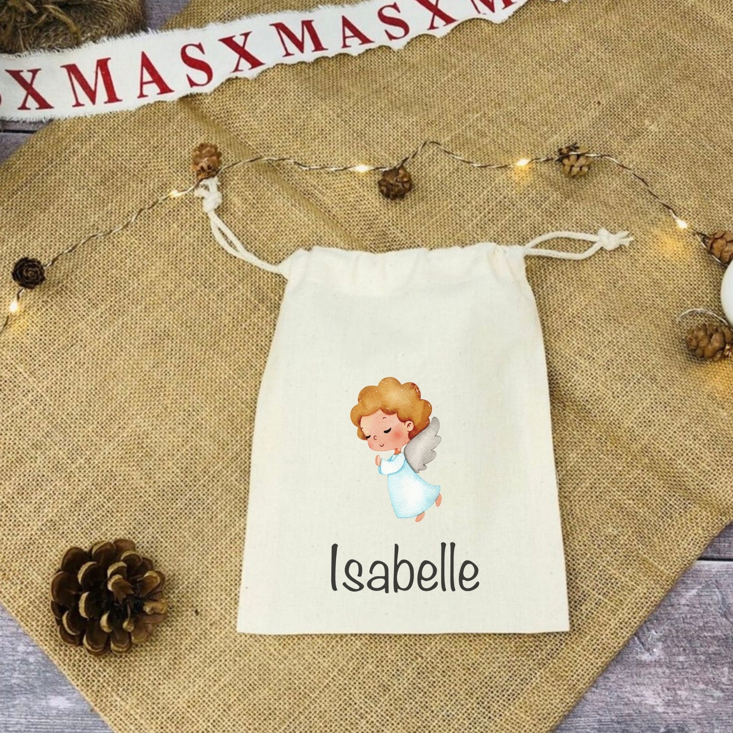 personalisierter Beutel für Weihnachten - ideal als kleine Geschenkverpackung, für Süßigkeiten oder Geld - verschiedene Designs mit Namen