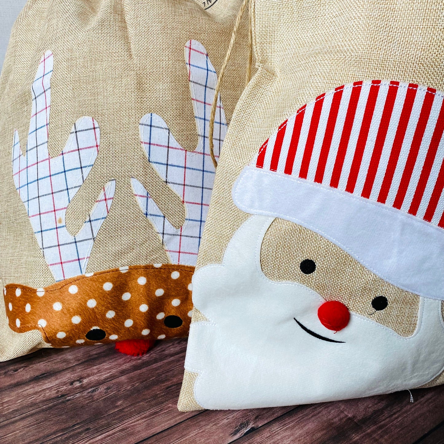 Nikolaussack Weihnachtssack Geschenkbeutel Weihnachten Jutesack groß personalisiert mit Namen - Rentier