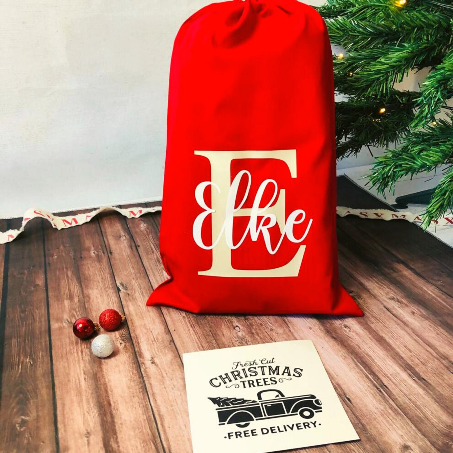 Nikolaussack Weihnachtsmann Sack Geschenkbeutel Weihnachten personalisiert mit Namen und Initial