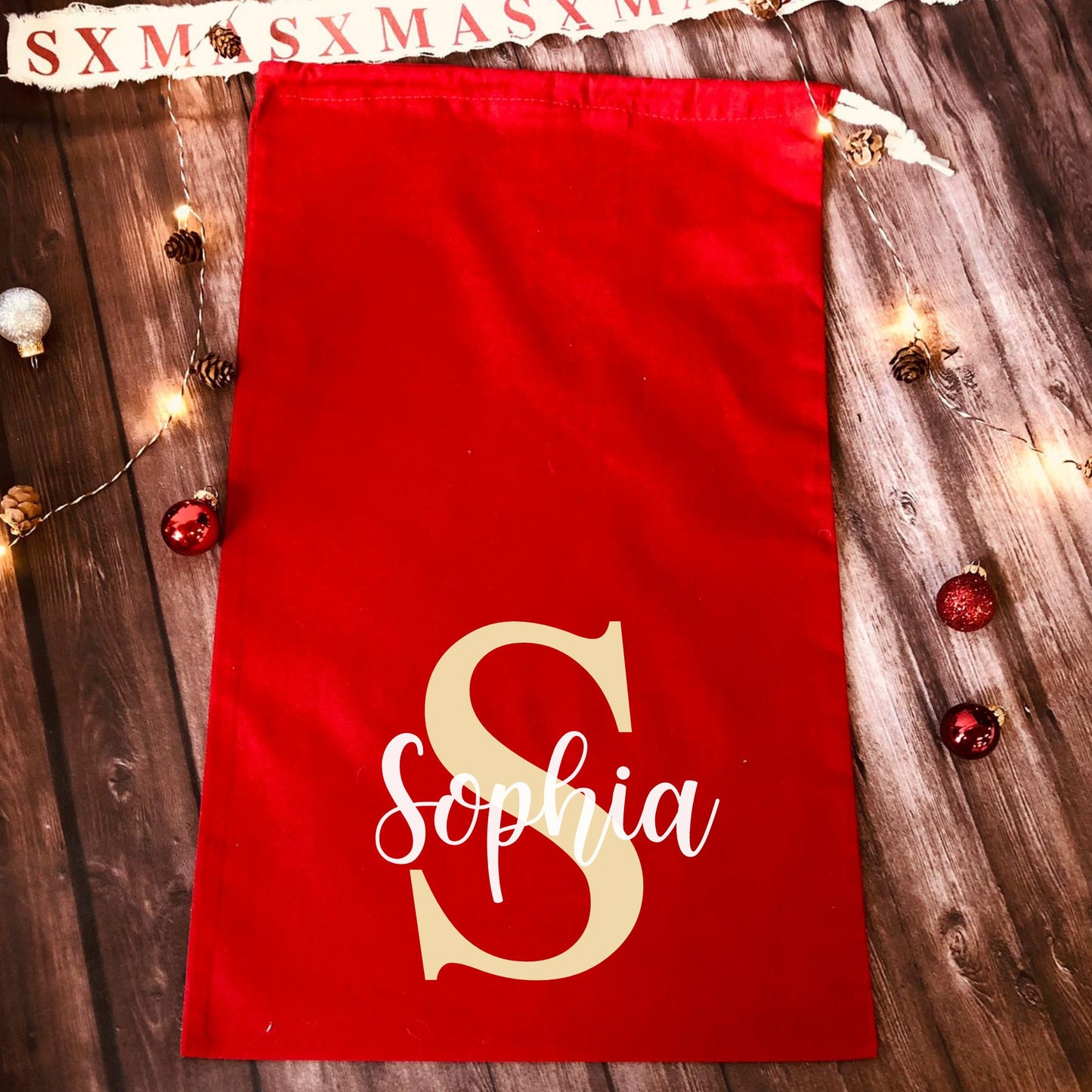 Nikolaussack Weihnachtsmann Sack Geschenkbeutel Weihnachten personalisiert mit Namen und Initial