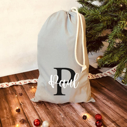 Nikolaussack Weihnachtsmann Sack Geschenkbeutel Weihnachten personalisiert mit Namen und Initial