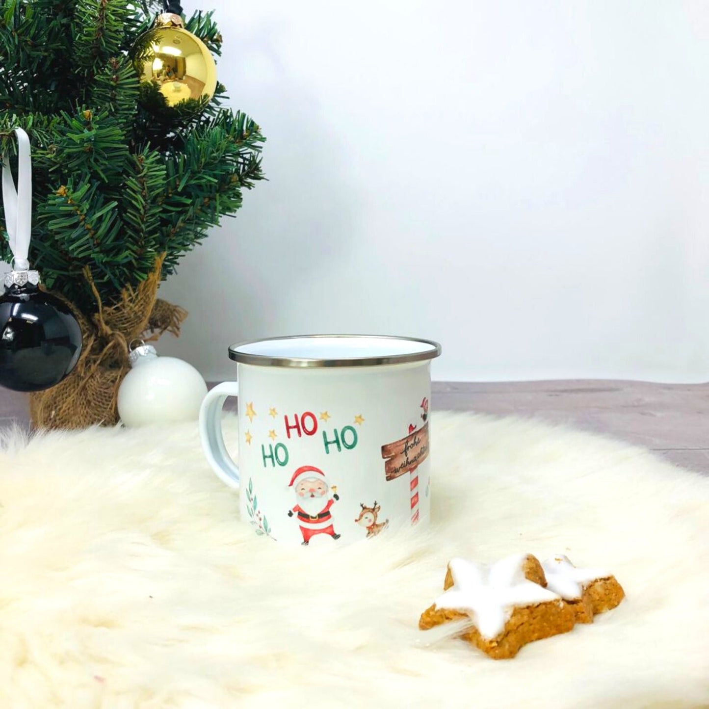 Weihnachten Kinderbecher mit Namen - Tasse Emailletasse Kindertasse Becher personalisiert
