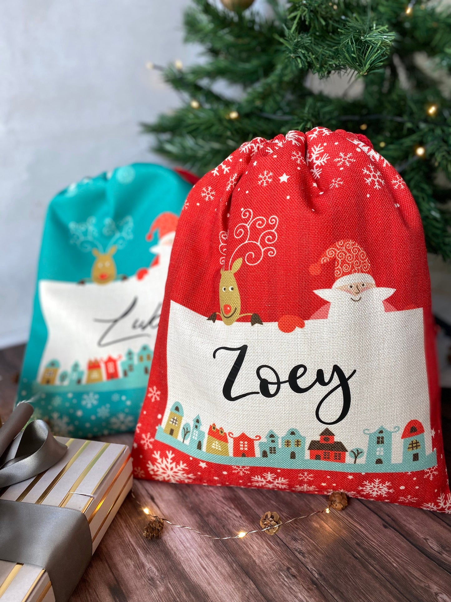 Jutesäckchen Weihnachten Nikolaussäckchen mit Name Nikolaus Sackerl Geschenktüte Jute Weihnachtstüte Geschenk personalisiert 30 x 40 cm …