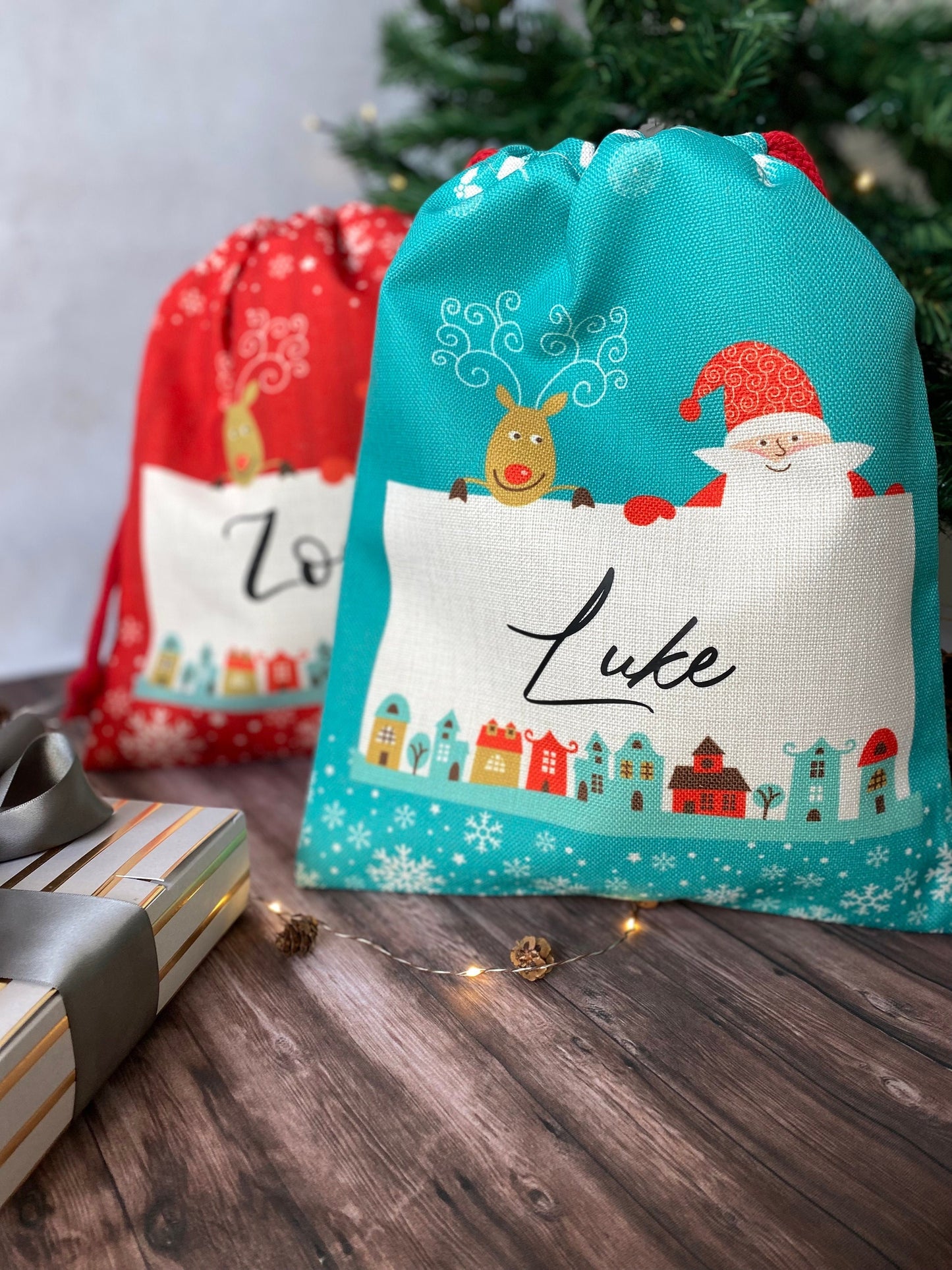 Jutesäckchen Weihnachten Nikolaussäckchen mit Name Nikolaus Sackerl Geschenktüte Jute Weihnachtstüte Geschenk personalisiert 30 x 40 cm …