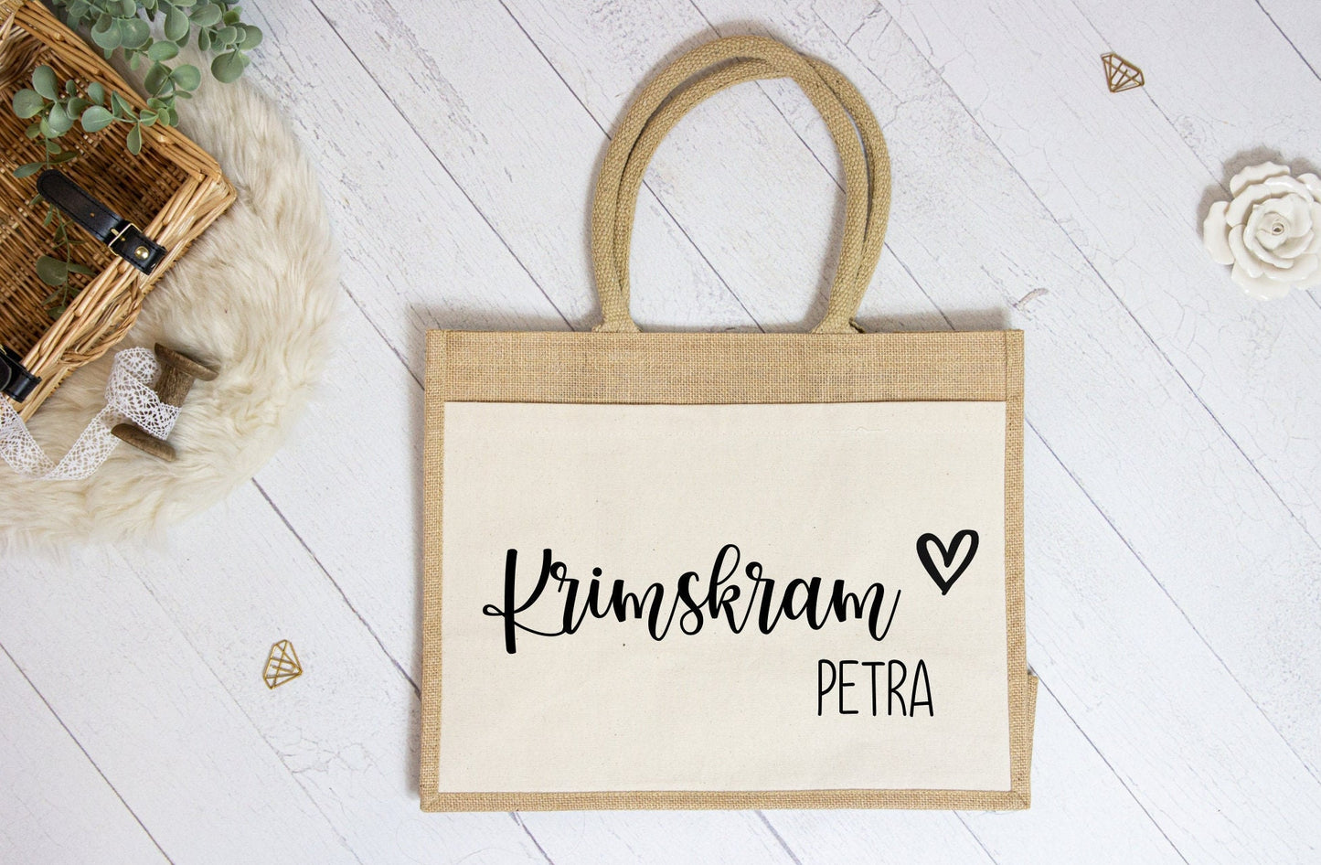 Mini Shopper - kleine Jutetasche mit Canvas Fronttasche, verschiedene Designs