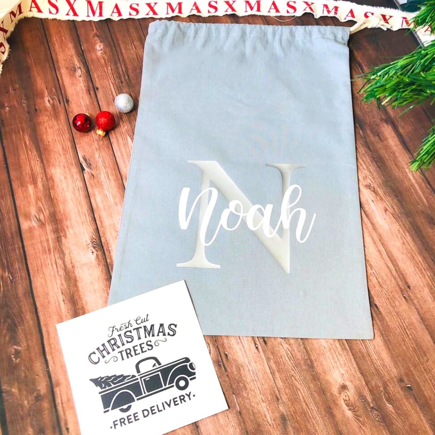 Nikolaussack Weihnachtsmann Sack Geschenkbeutel Weihnachten personalisiert mit Namen und Initial