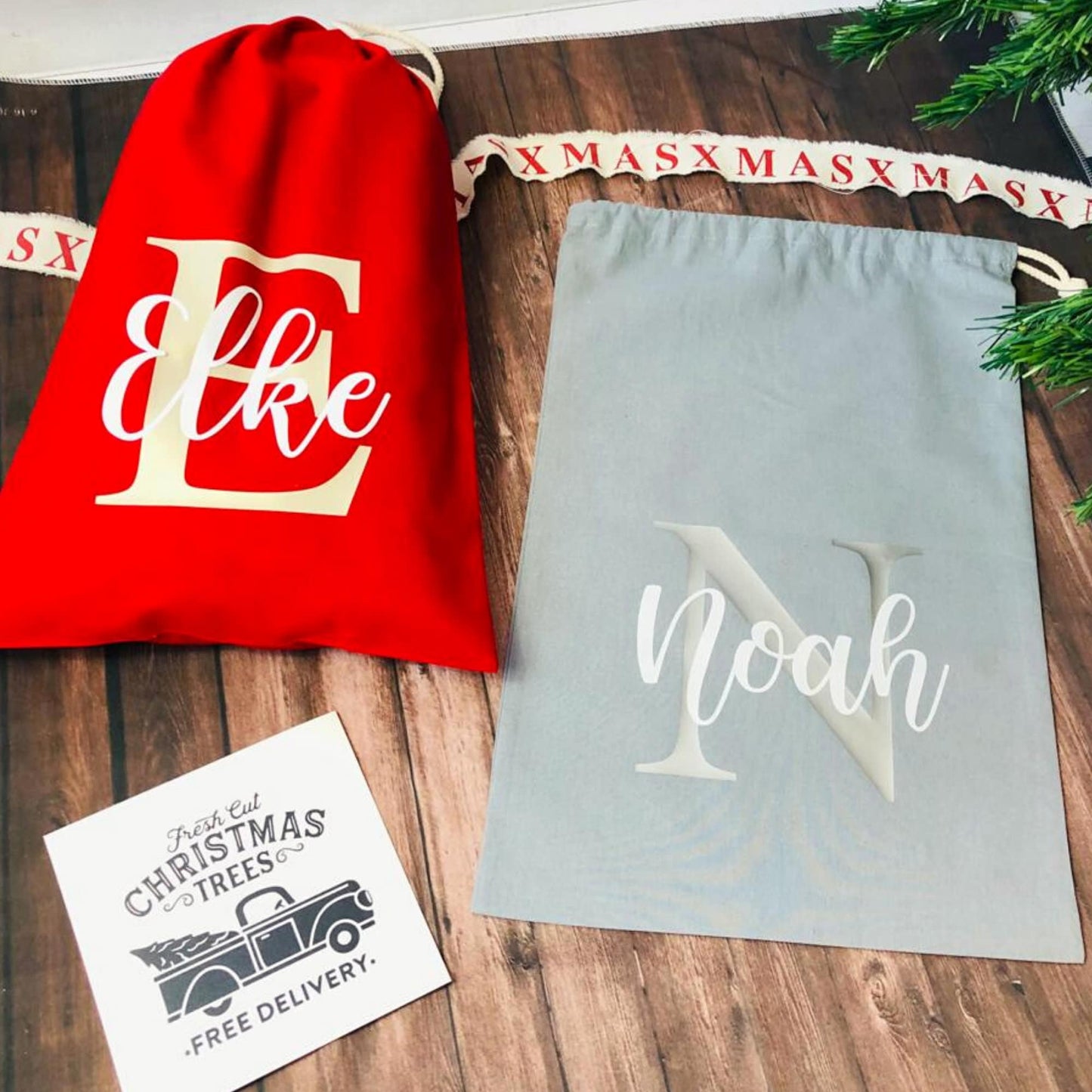 Nikolaussack Weihnachtsmann Sack Geschenkbeutel Weihnachten personalisiert mit Namen und Initial