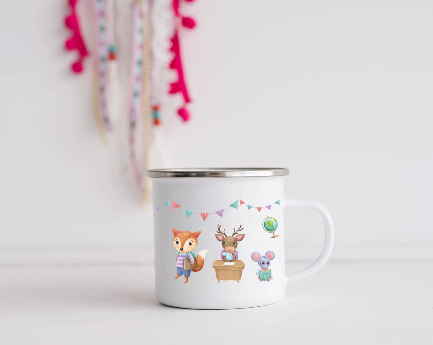 Kinderbecher mit Namen - Tasse Emailletasse Kindertasse Becher personalisiert - Design Forest School