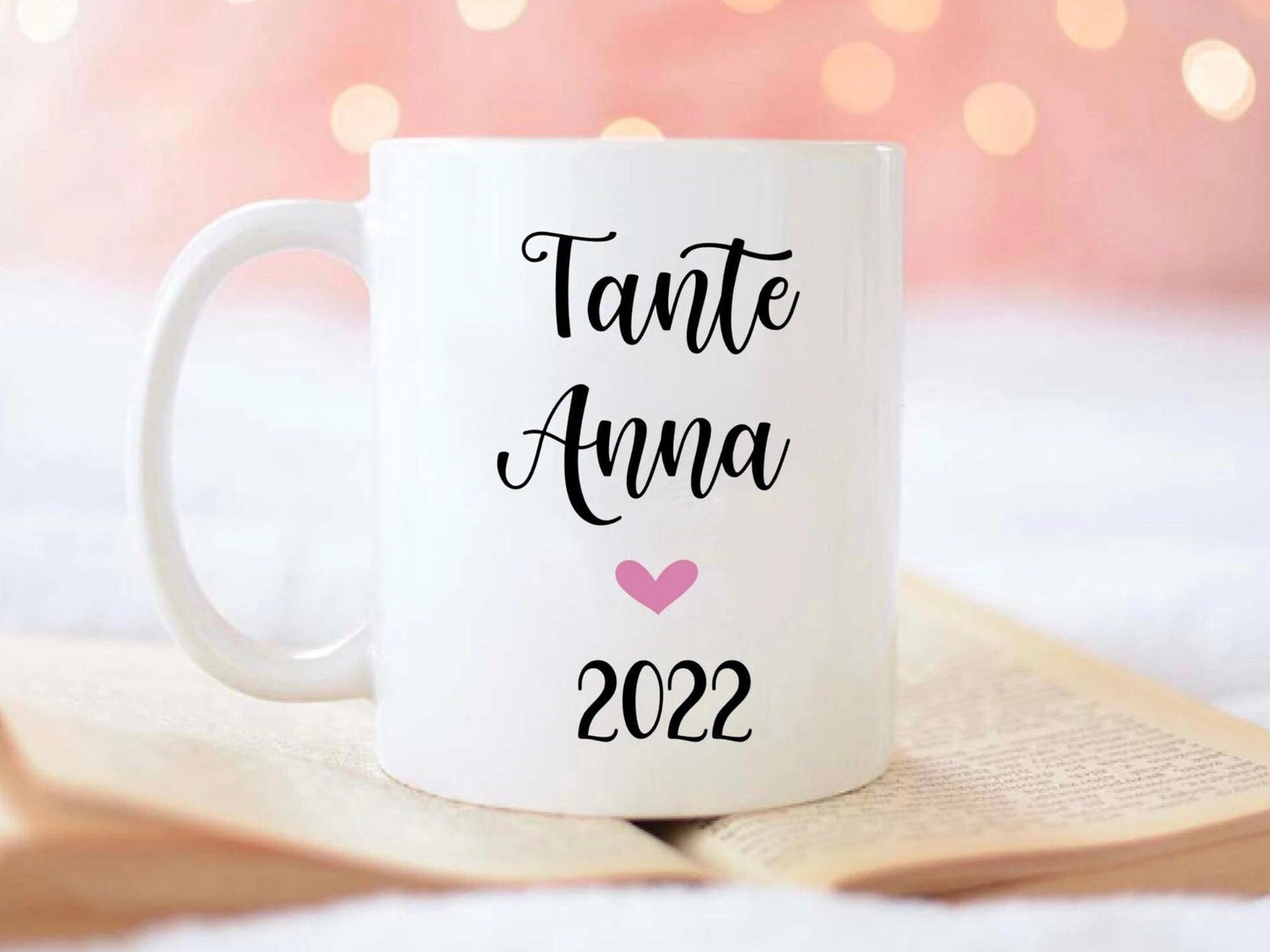 Tasse Tante 2025 2026 personalisiert - Schwangerschaftsverkündung Geschenk Schwester auch mit Namen