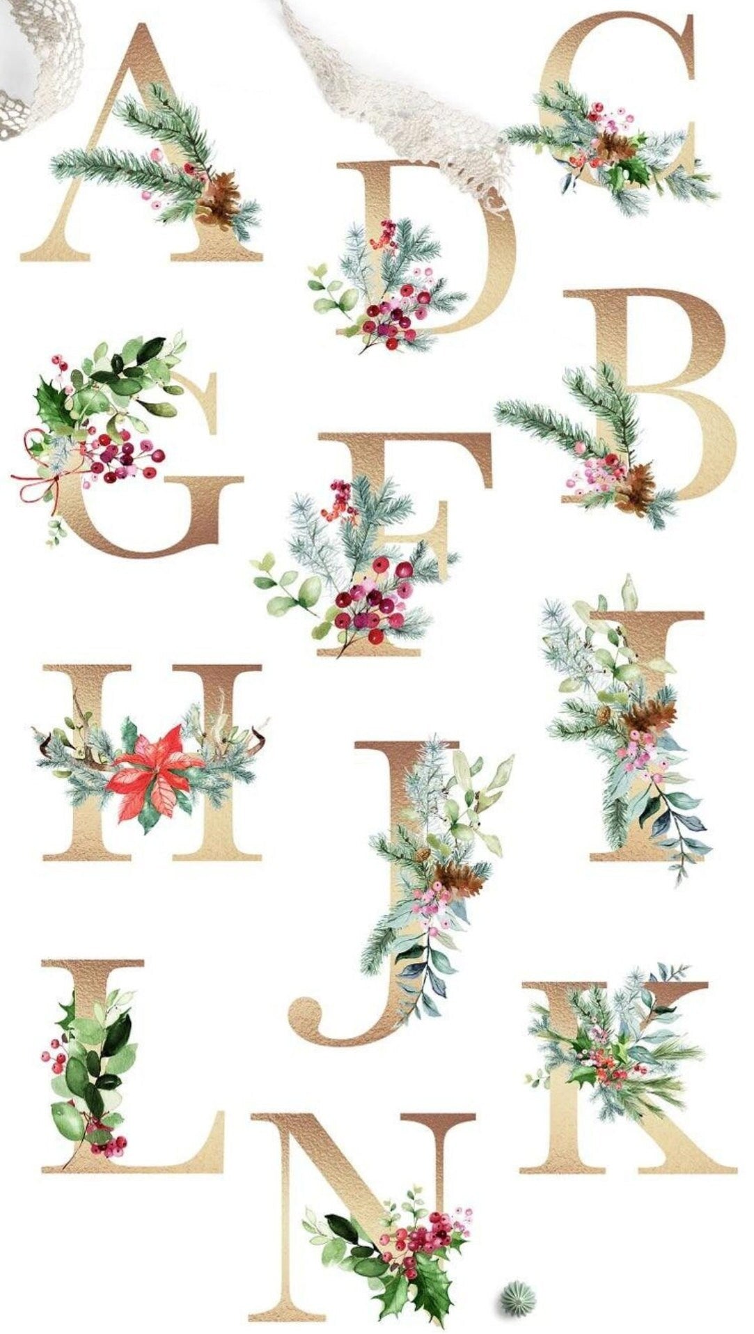 Emaille Tasse - personalisiert mit Initial und Namen - Design Greenery