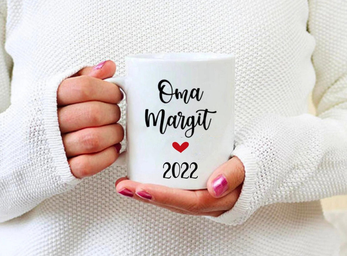 Tasse Oma 2024 personalisiert - Schwangerschaftsverkündung Geschenk Mama auch mit Namen