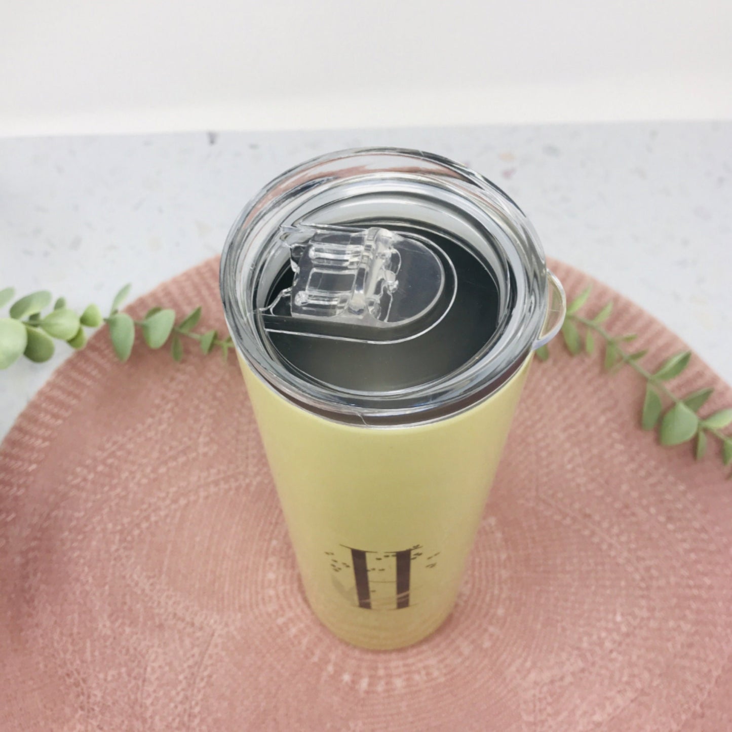 Großer Thermobecher to Go personalisiert - weiß oder gelb - Initial Floral
