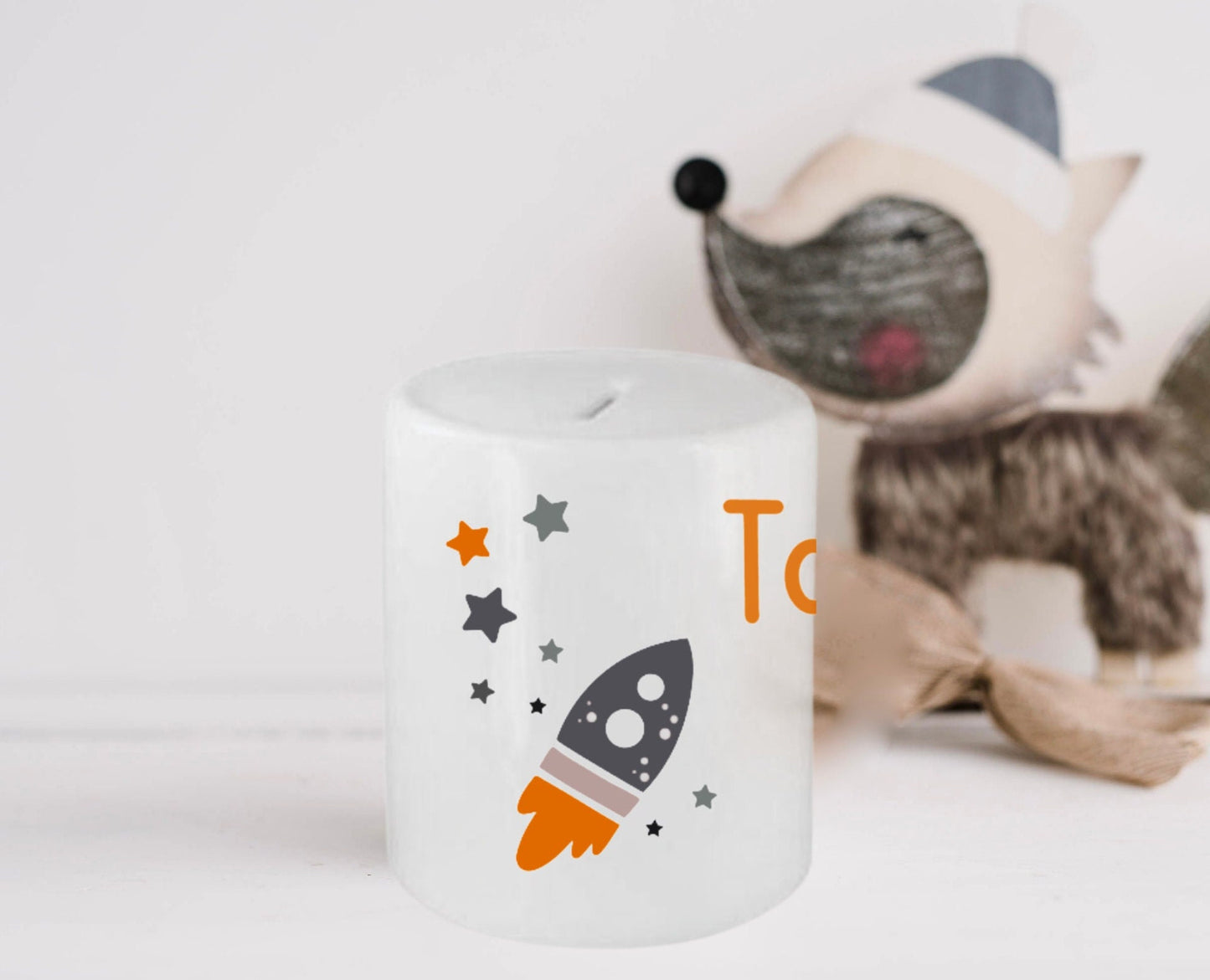 Spardose mit Name - personalisiert - Einschulung Geburt - Design Weltall