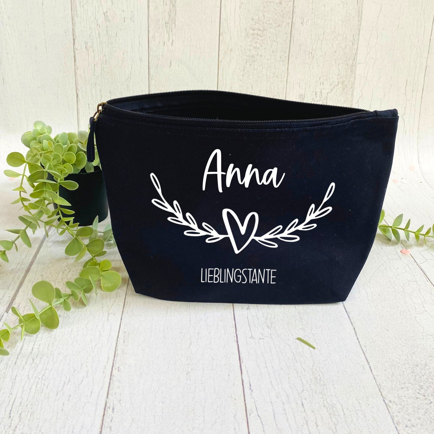 Geschenk für die beste Freundin Schwester Tante- personalisierte Kosmetiktasche in schwarz - schön zum Geburtstag - verschiedene Designs