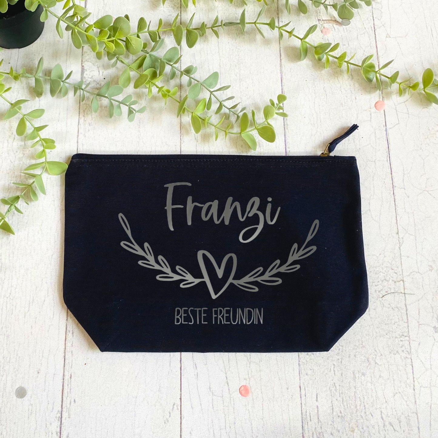 Geschenk für die beste Freundin Schwester Tante- personalisierte Kosmetiktasche in schwarz - schön zum Geburtstag - verschiedene Designs