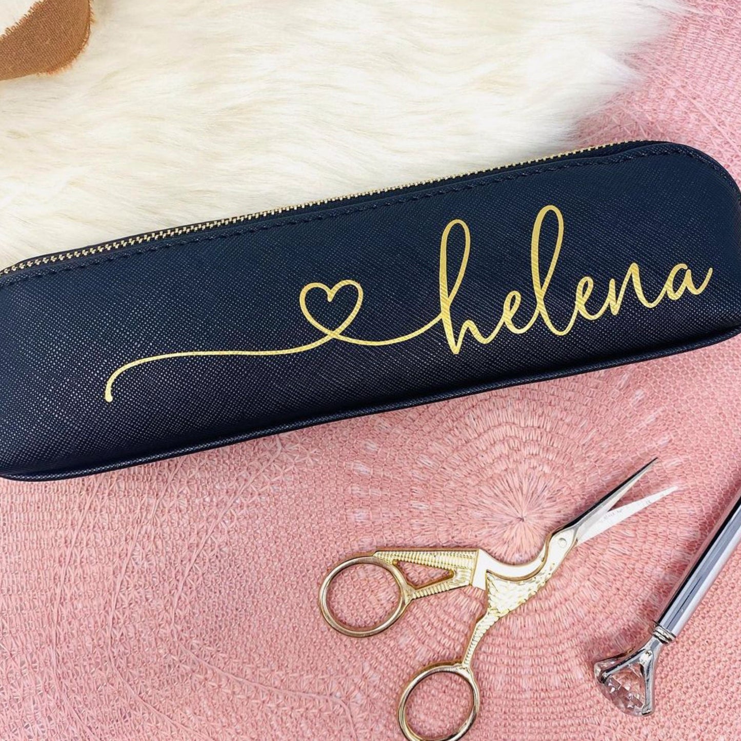 Personalisiertes Mäppchen Name - Geschenk Einschulung - Federmäppchen - Stifteetui - Geschenk - Lehrer Abschiedsgeschenk - Schwarz