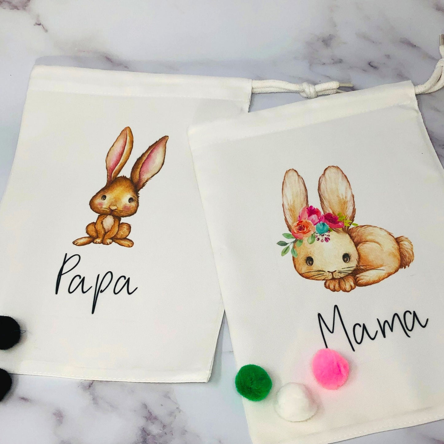 Osterkörbchen Osternest personalisiert - Beutel personalisiert mit Osterhasen Aquarell und Name - verschiedene Motive, Geschenk