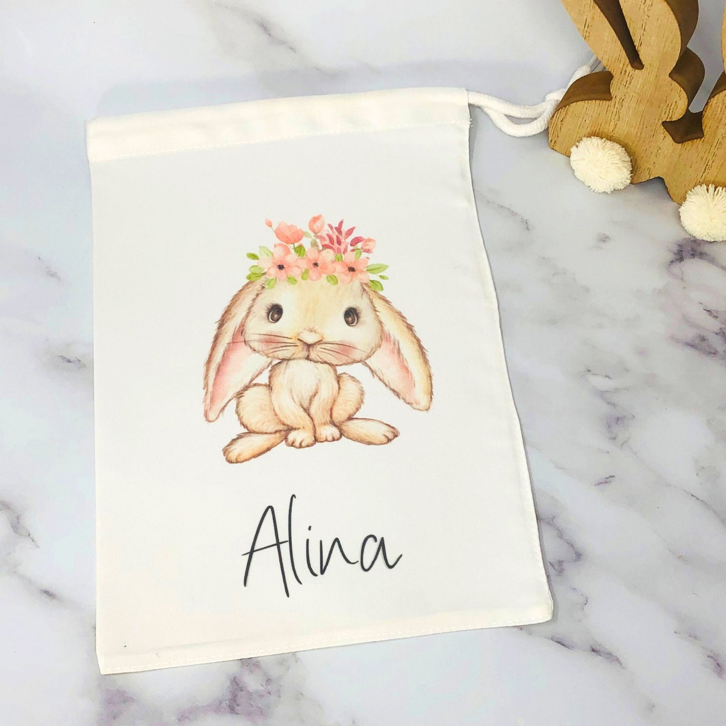 Osterkörbchen Osternest personalisiert - Beutel personalisiert mit Osterhasen Aquarell und Name - verschiedene Motive, Geschenk