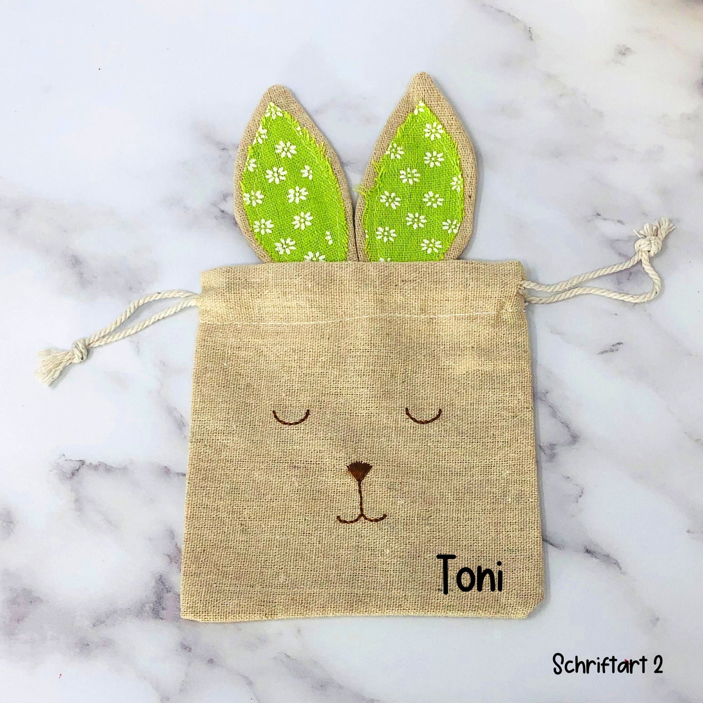 Osterkörbchen Osternest personalisiert - Beutel personalisiert mit Hasenohren und Name - Geschenk - Geldgeschenk - Osterkorb Alternative