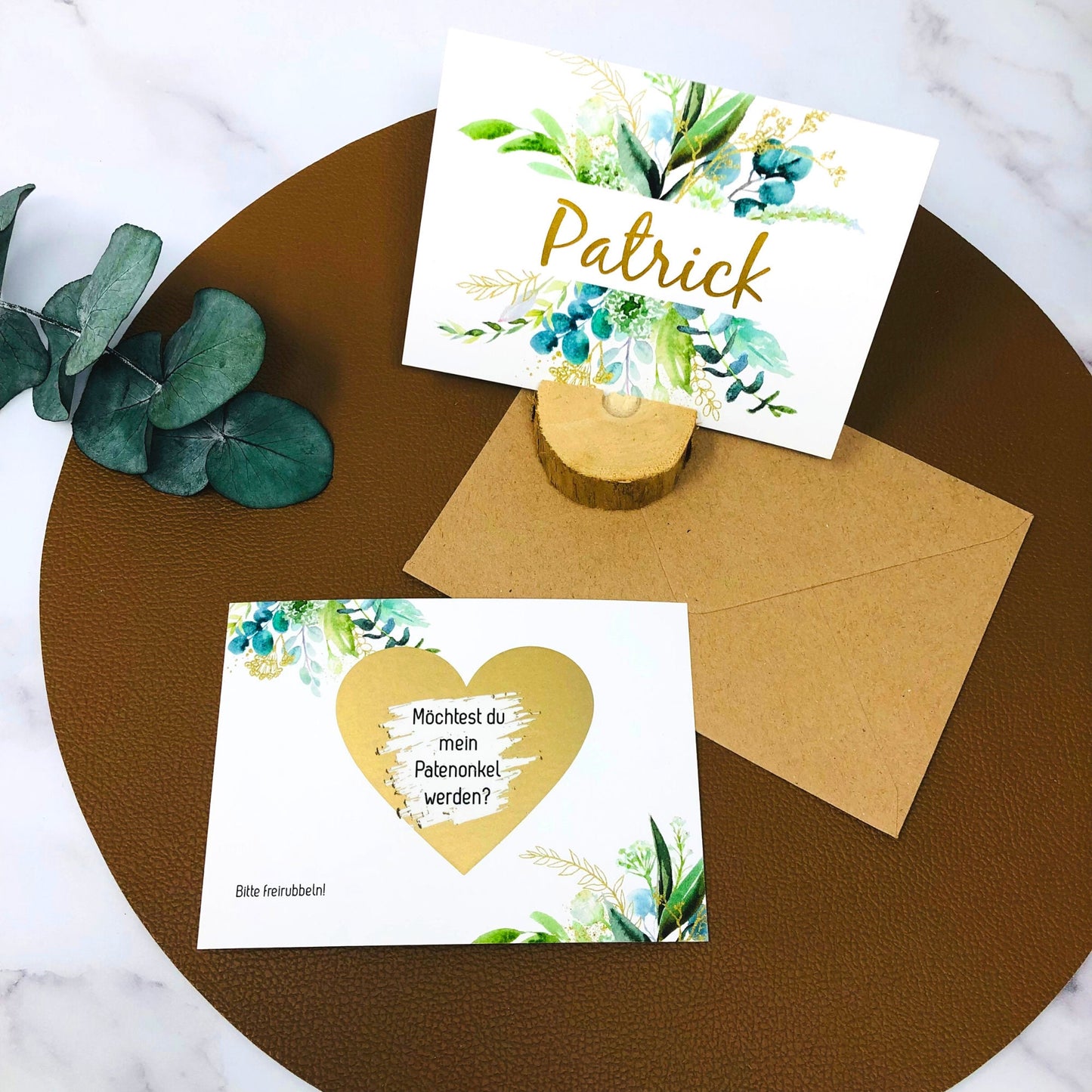 Karte Rubbelkarte Möchtest du mein Patenonkel werden - personalisiert - Grün Gold