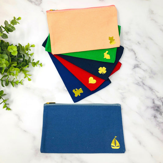 Stiftemäppchen - personalisiert - 5 Farben -Federmäppchen Federtasche als Aufbewahrung Schule Lehrer - verschiedene Motive in Gold