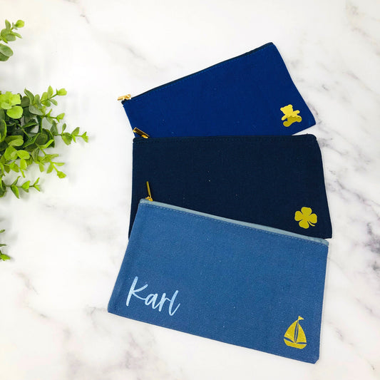 Federmäppchen - personalisiert - 5 Farben -Stiftemäppchen Federtasche als Abschiedsgeschenk Lehrer - verschiedene Motive in Gold