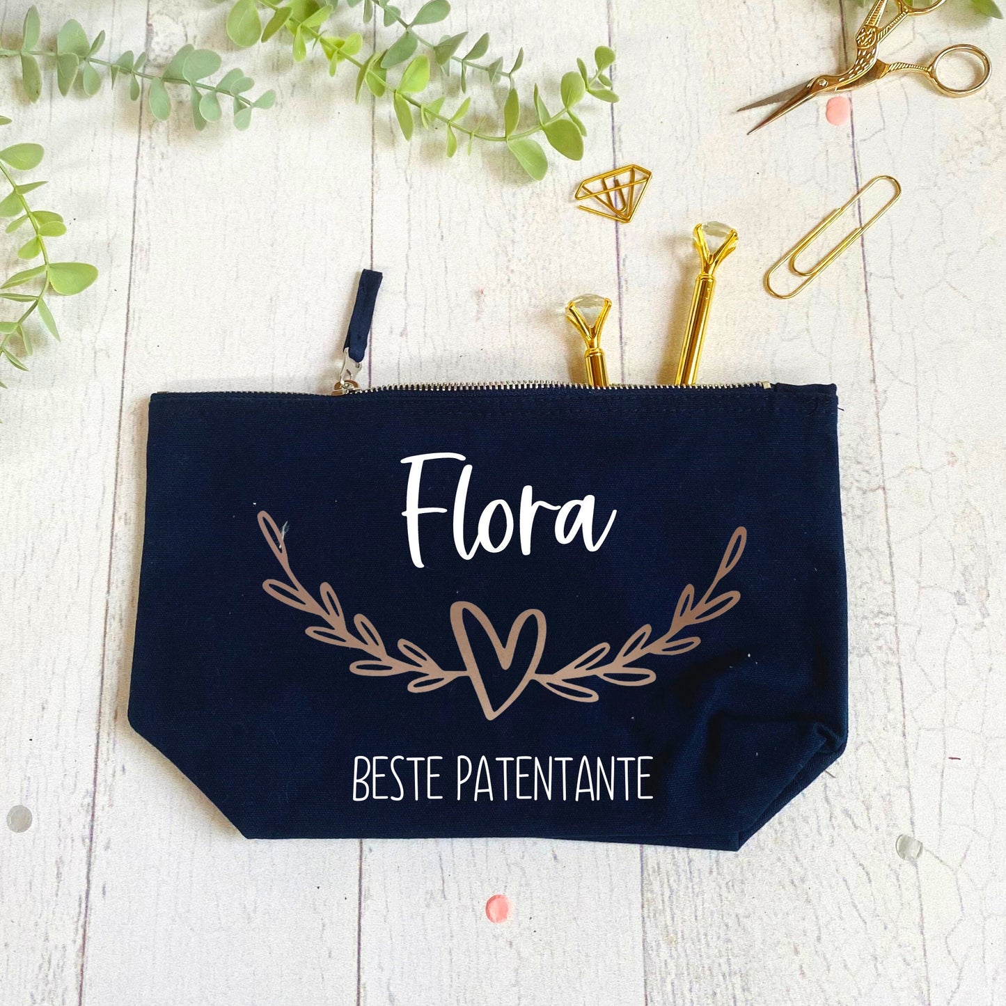 Geschenk für die Mama oder Freundin - personalisierte Kosmetiktasche dunkelblau - schön zum Geburtstag oder Muttertag - verschiedene Designs