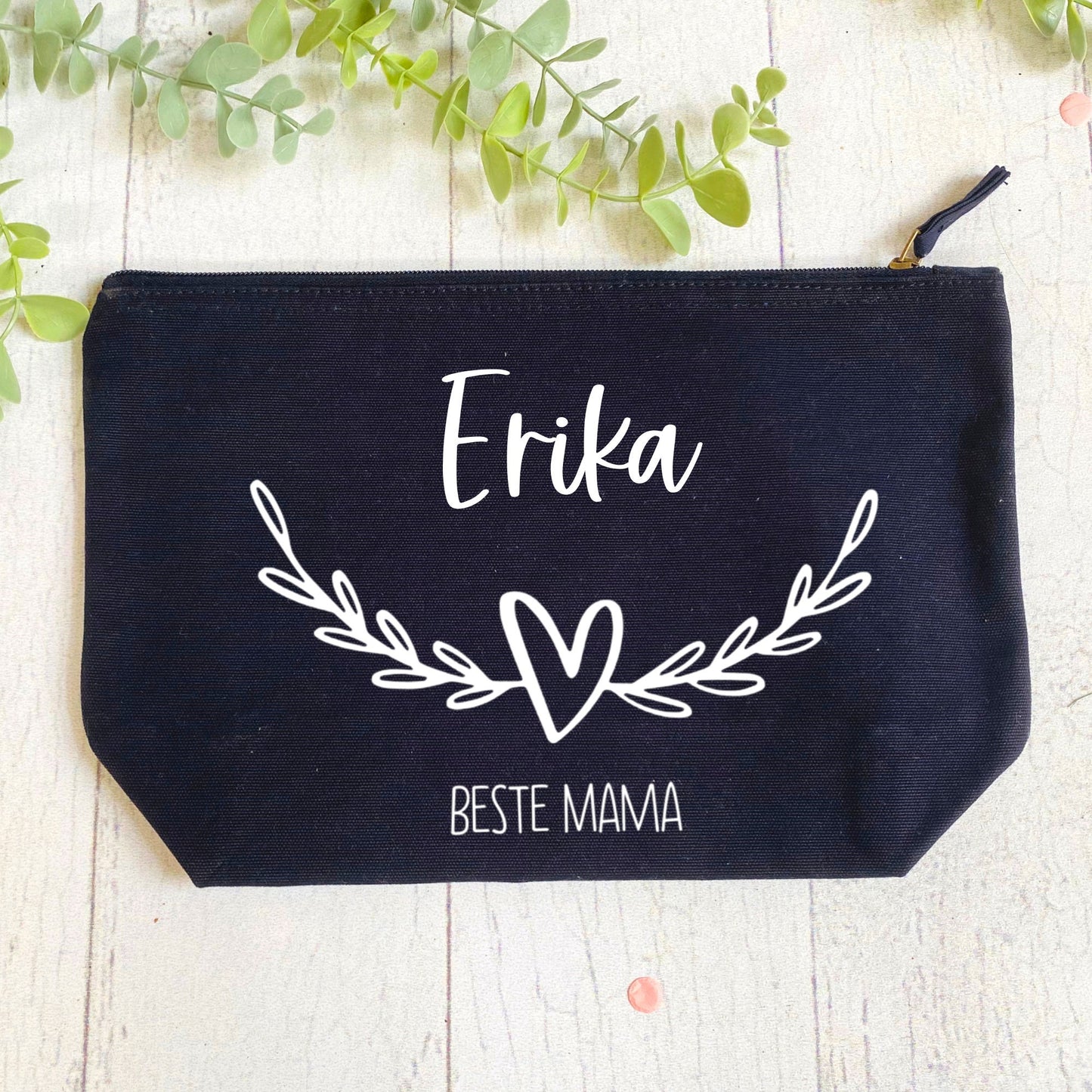 Geschenk für die Mama oder Freundin - personalisierte Kosmetiktasche dunkelblau - schön zum Geburtstag oder Muttertag - verschiedene Designs