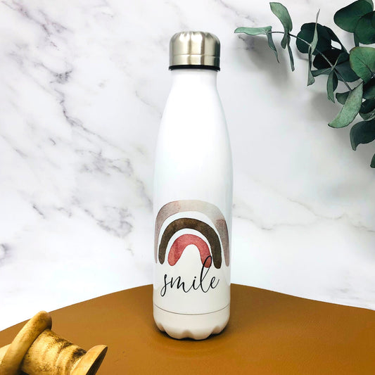 Thermoskanne Trinkflasche personalisiert mit Regenbogen und Namen - toll für Schule, KiTa - Geschenk für die Kollegen im Homeoffice