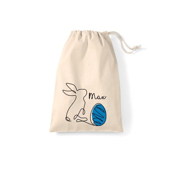 Geschenkbeutel Ostern personalisiert - modernes One Line Art Design mit Osterhase und Name - verschiedene Farben - Geschenk, Osterkörbchen