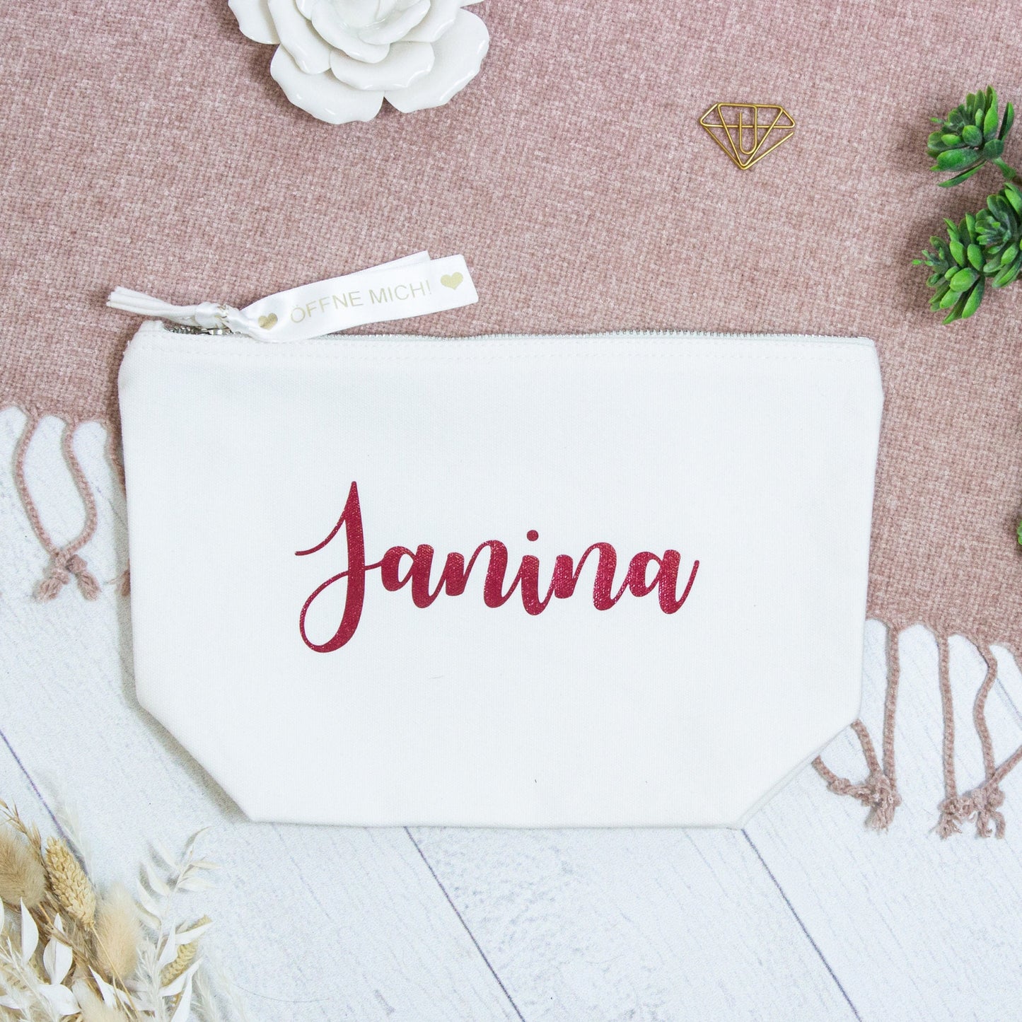 Überraschungsgeschenk - Kosmetikbeutel mit geheimer Nachricht innen - außen mit Name