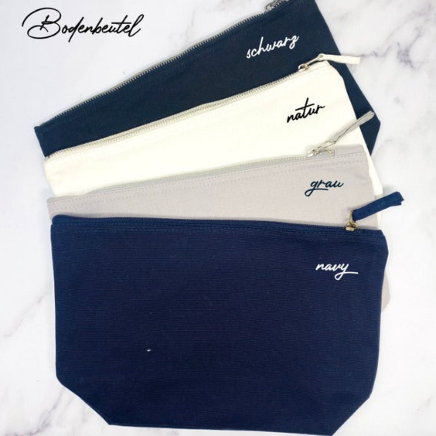Geschenk beste Freundin - personalisierte Kosmetiktasche Bodenbeutel - Name Kalligraphie -