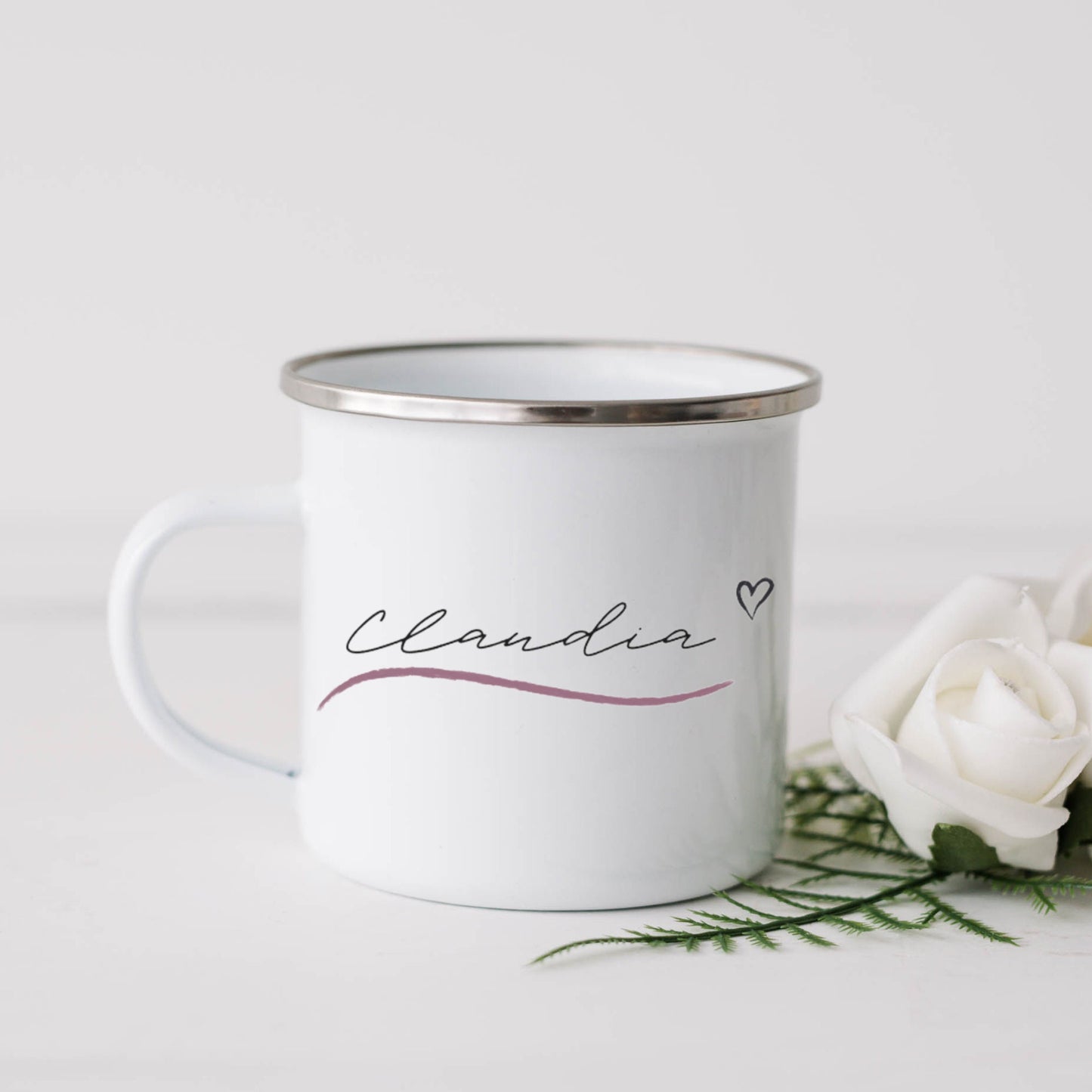 Geschenk Hebamme Geburt - Tasse Emailletasse Becher Dankeschön personalisiert Florales Design