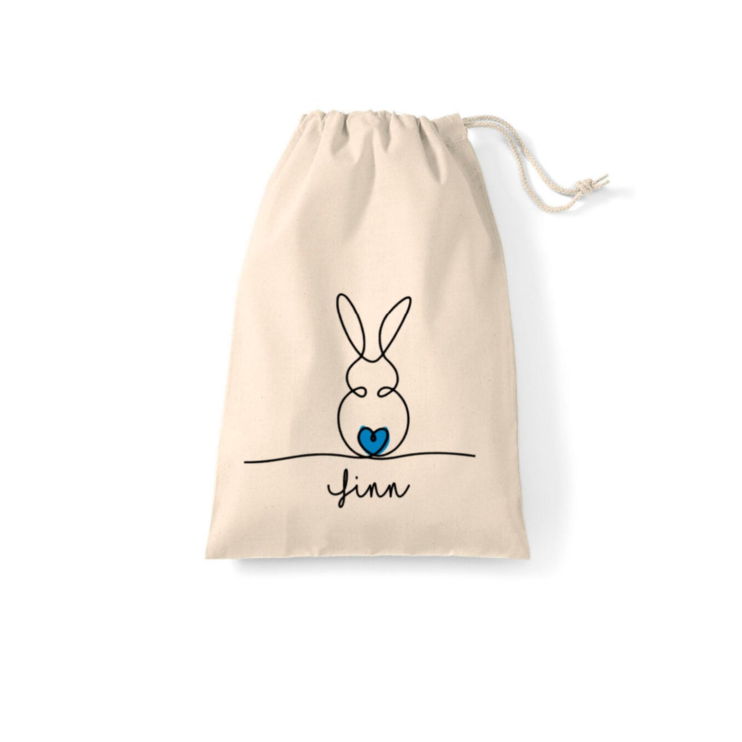 Geschenkbeutel Ostern personalisiert - modernes One Line Art Design mit Osterhase und Name - verschiedene Farben