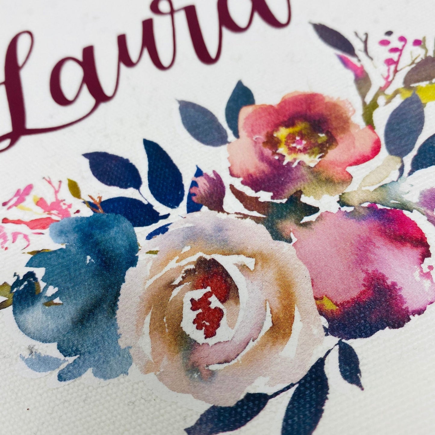 Kosmetiktasche personalisiert mit Blumen und Namen - Geschenk beste Freundin Schwester Mama Muttertag - INDIGO