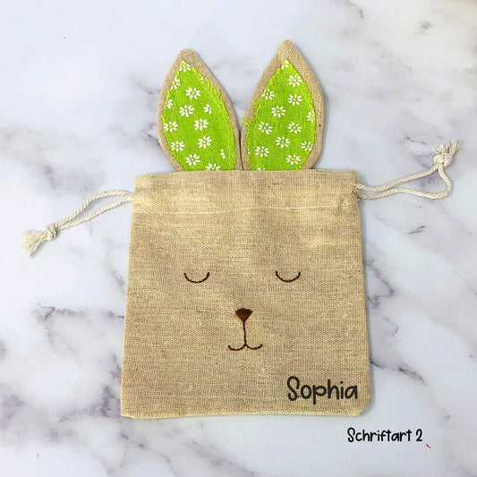 Osterkörbchen Osternest personalisiert - Beutel personalisiert mit Hasenohren und Name - Geschenk - Geldgeschenk - Osterkorb Alternative