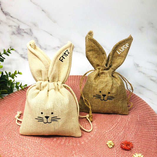 Osterkörbchen Osternest Osterhase personalisiert - Beutel personalisiert mit Osterhasen und Name - verschiedene Farben, Geschenk