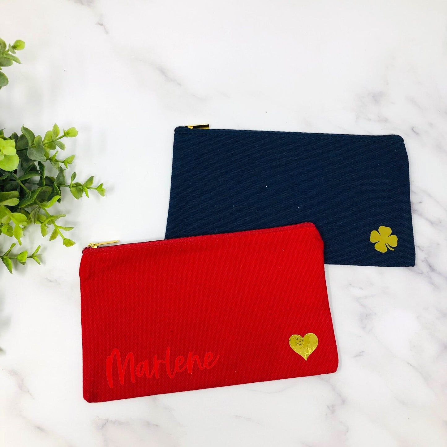 Federmäppchen - personalisiert - 5 Farben -Stiftemäppchen Federtasche als Abschiedsgeschenk Lehrer - verschiedene Motive in Gold