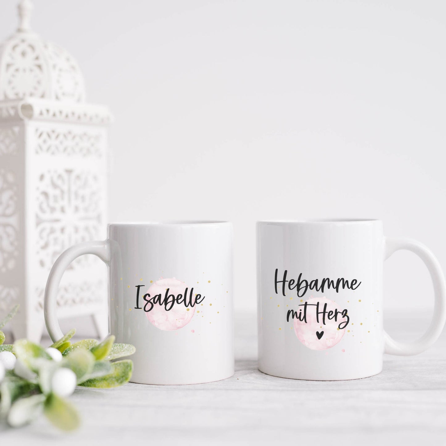Tasse Hebamme mit Herz rosa - personalisiert - Geschenk Dankeschön für die Hebamme - Kaffeetasse mit Namen