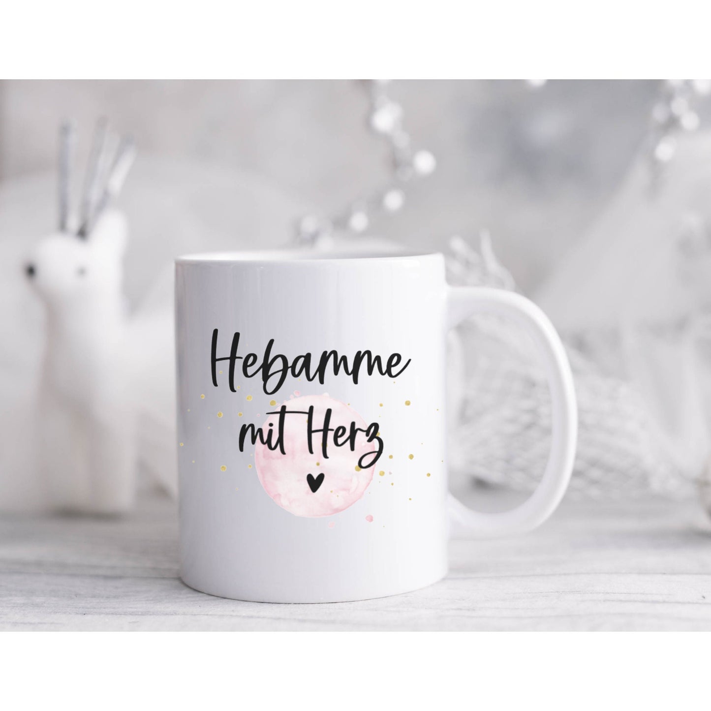 Tasse Hebamme mit Herz rosa - personalisiert - Geschenk Dankeschön für die Hebamme - Kaffeetasse mit Namen