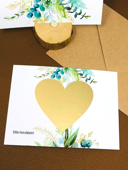 Karte Rubbelkarte DIY zum selber beschriften - personalisiert - Grün Gold