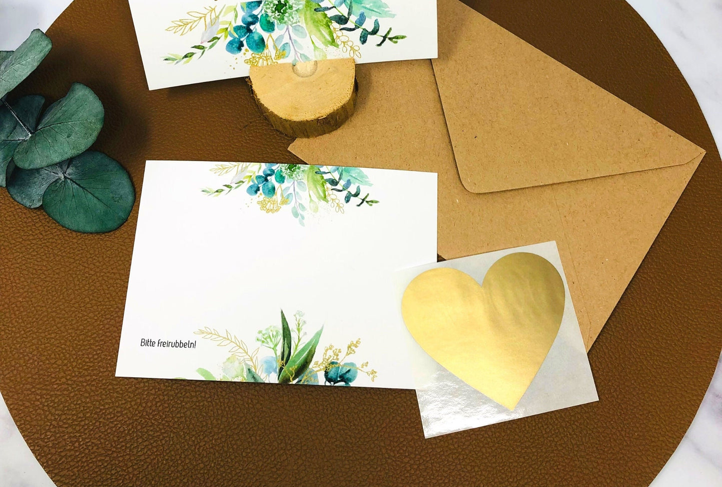 Karte Rubbelkarte DIY zum selber beschriften - personalisiert - Grün Gold